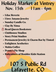 List of vendors participating in Ventry's Holiday Market