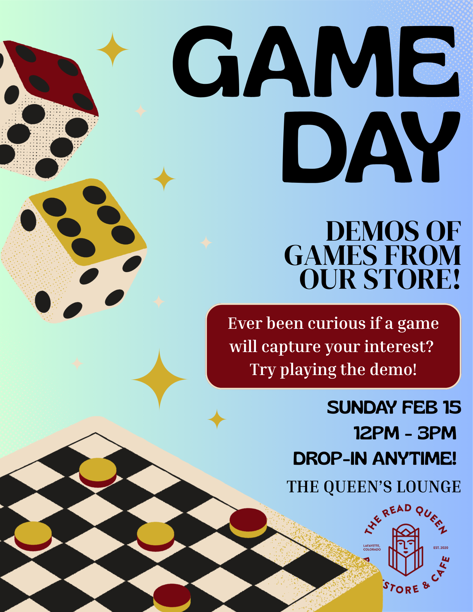 Demo Game Day with stylized chess board