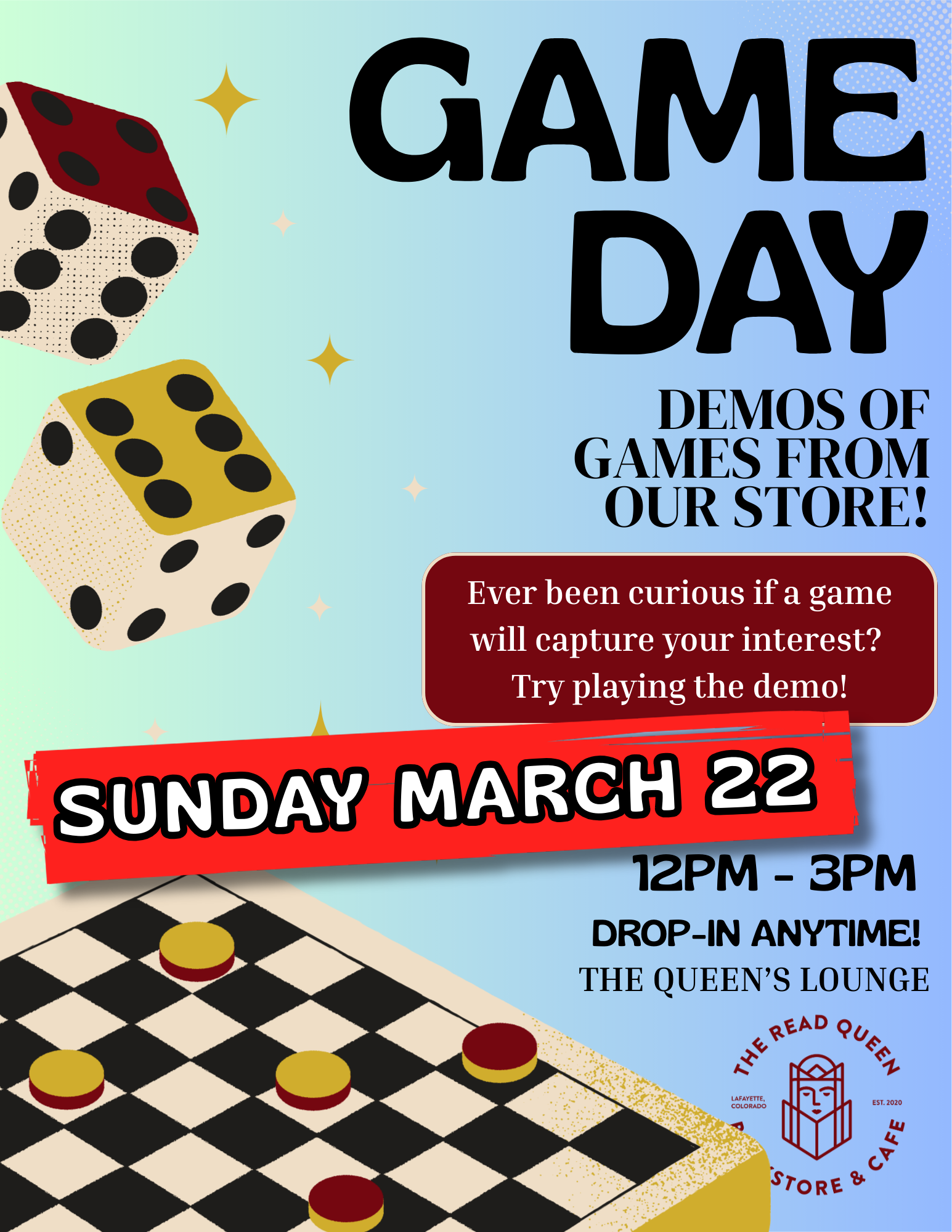 chess board, dice on a blue background