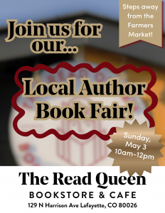 blurry background with words Local Author Book Fair!