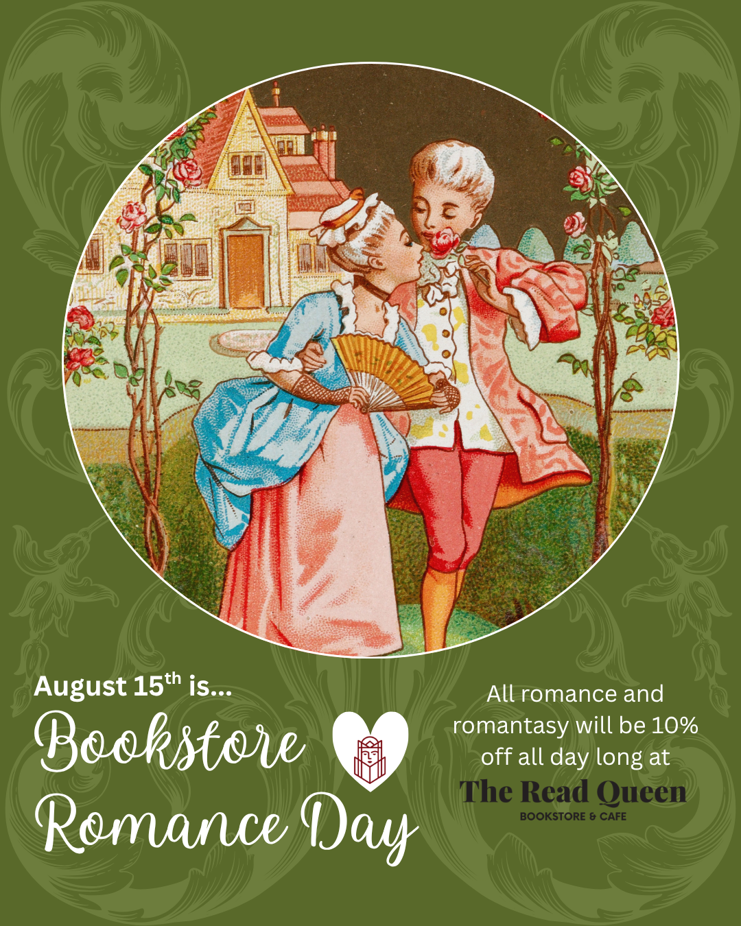 Old fashioned Romantic Couple on green background